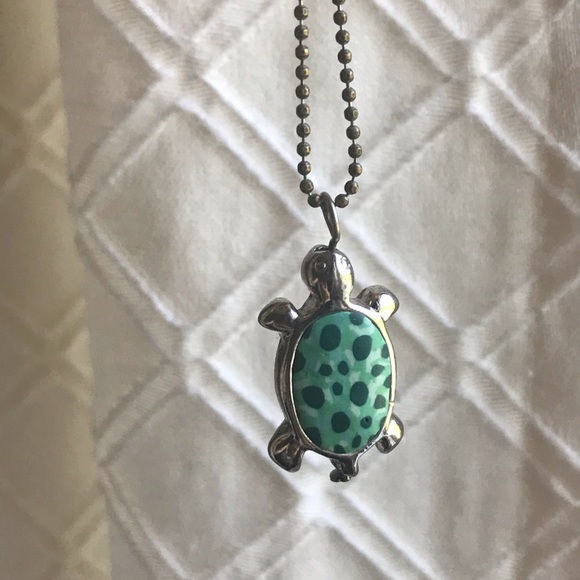 Metal & Plastic Unique Turtle Necklace - Picture 2 of 2